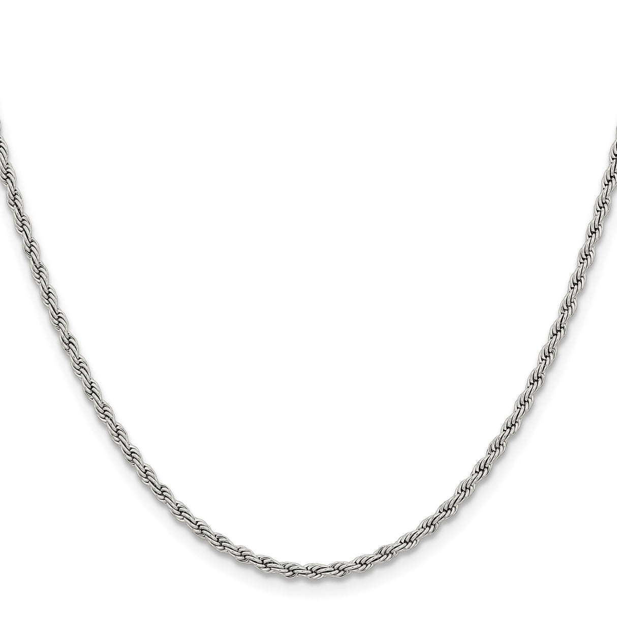 Stainless Steel 2.4 mm Rope Chain Necklace, Polished