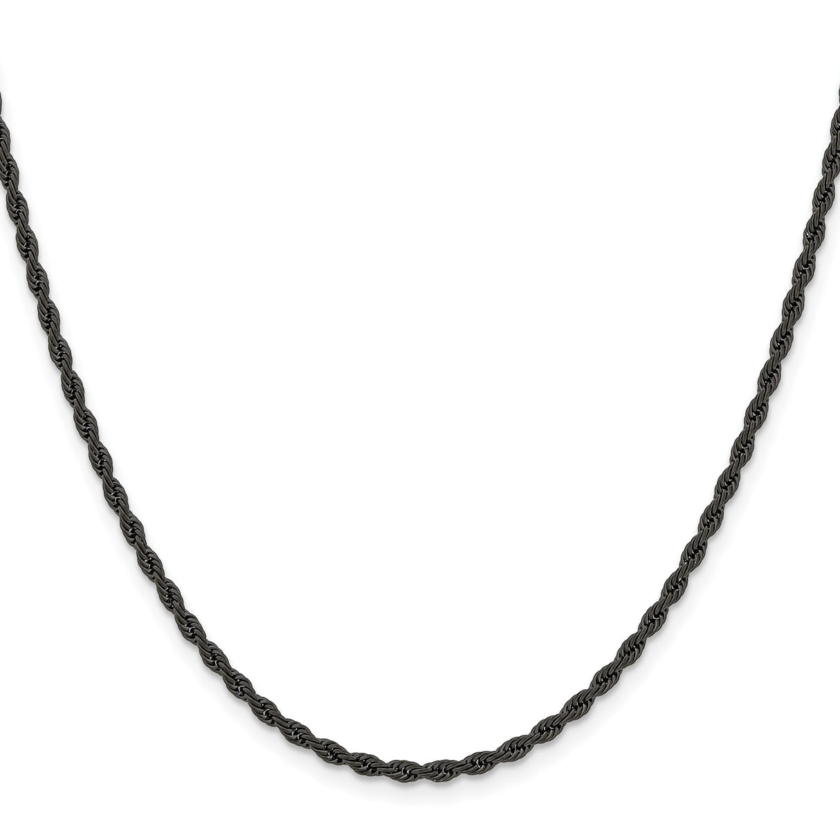 Stainless Steel 2.4 mm Rope Chain Necklace, Polished