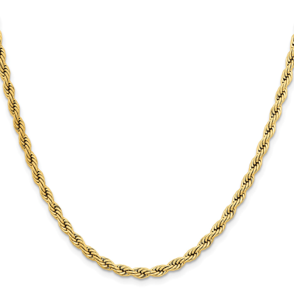 Stainless Steel 4 mm Rope Chain Necklace, Polished