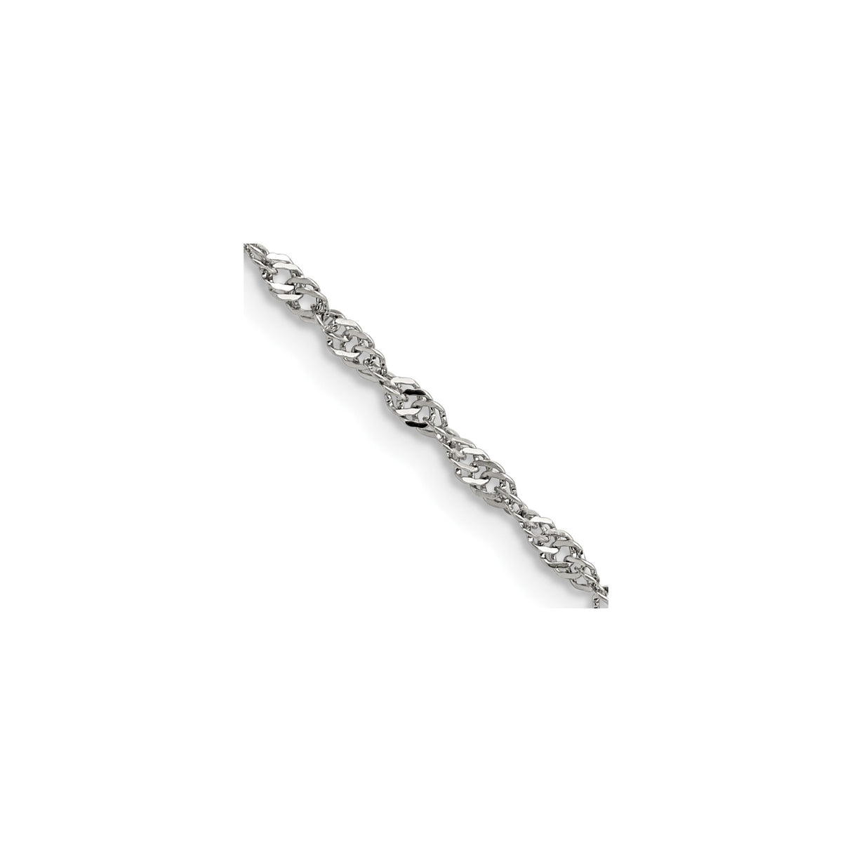 Stainless Steel 2.5 mm Singapore Chain Necklace, Polished detail view