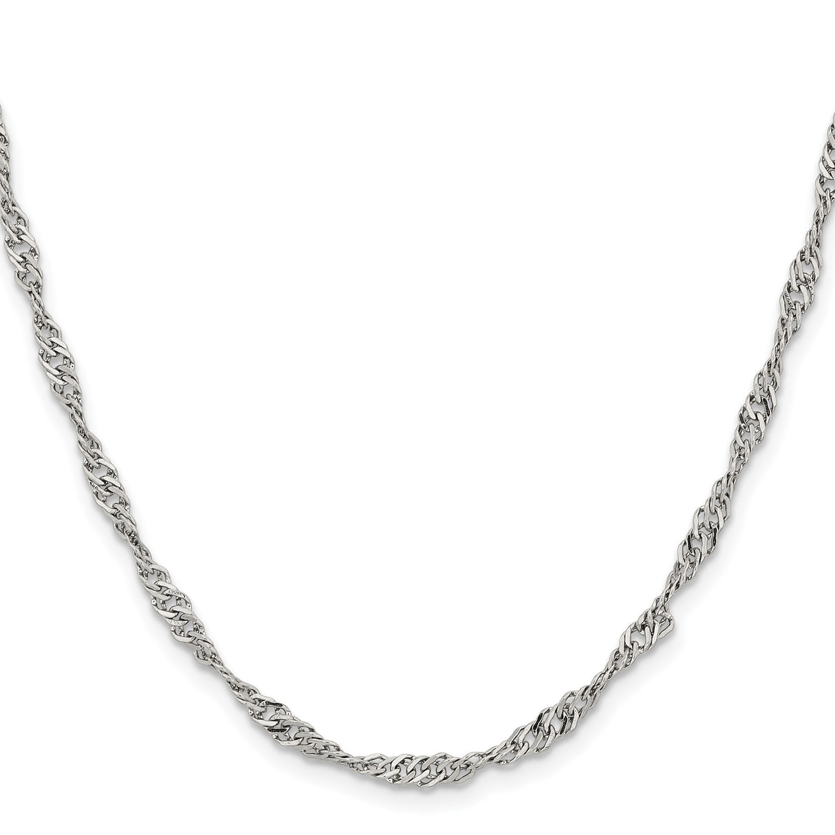 Stainless Steel 3 mm Singapore Chain Necklace, Polished