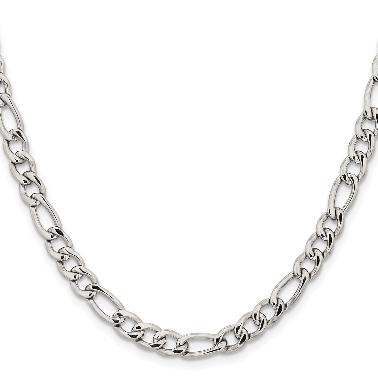 Stainless Steel 6.3 mm Figaro Chain Necklace, Polished