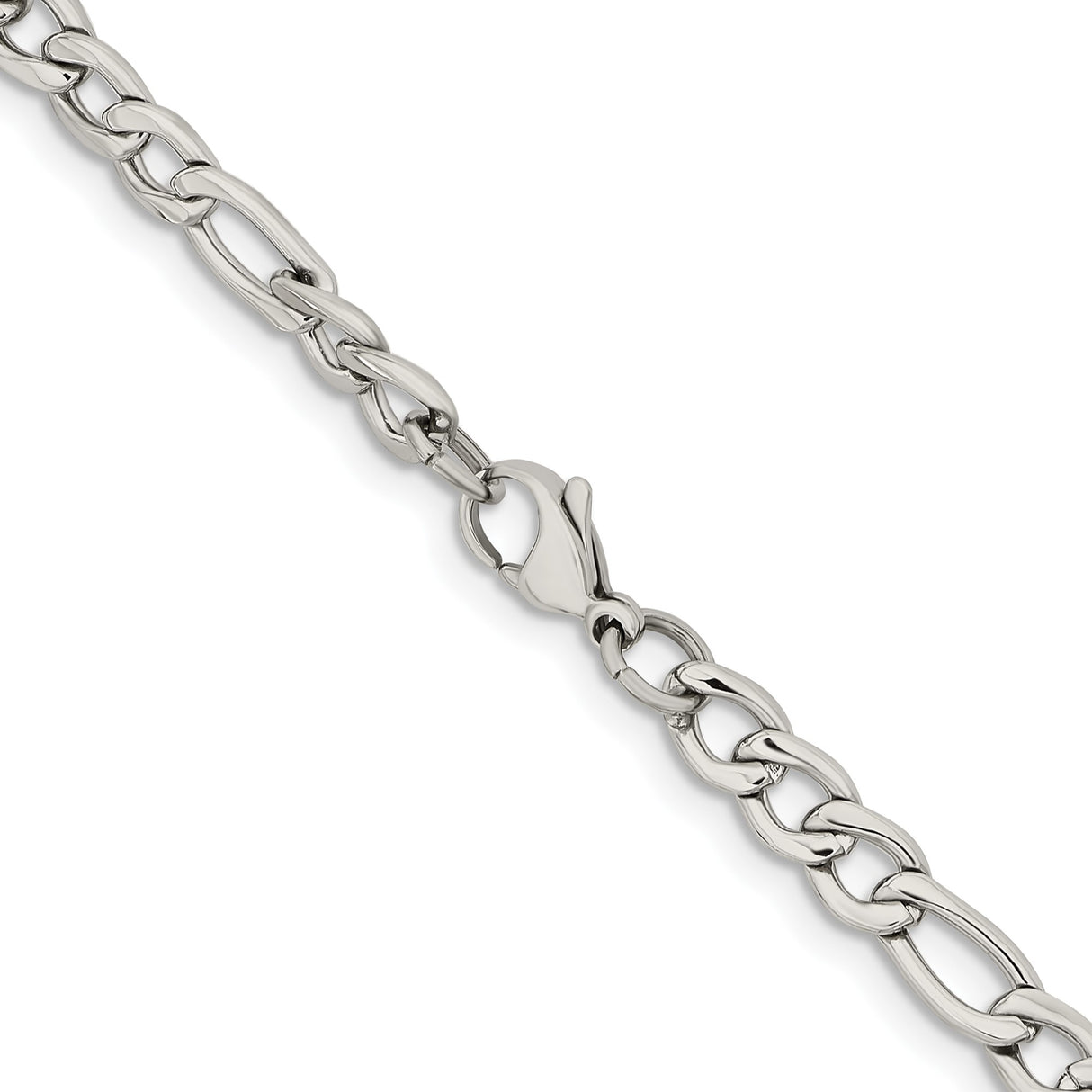 Stainless Steel 6.3 mm Figaro Chain Necklace, Polished alternate angle
