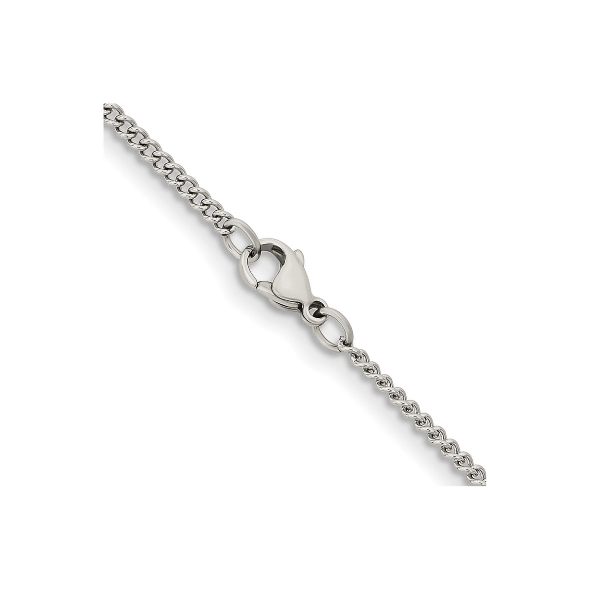 Stainless Steel 2.25 mm Curb Chain Necklace, Polished alternate angle