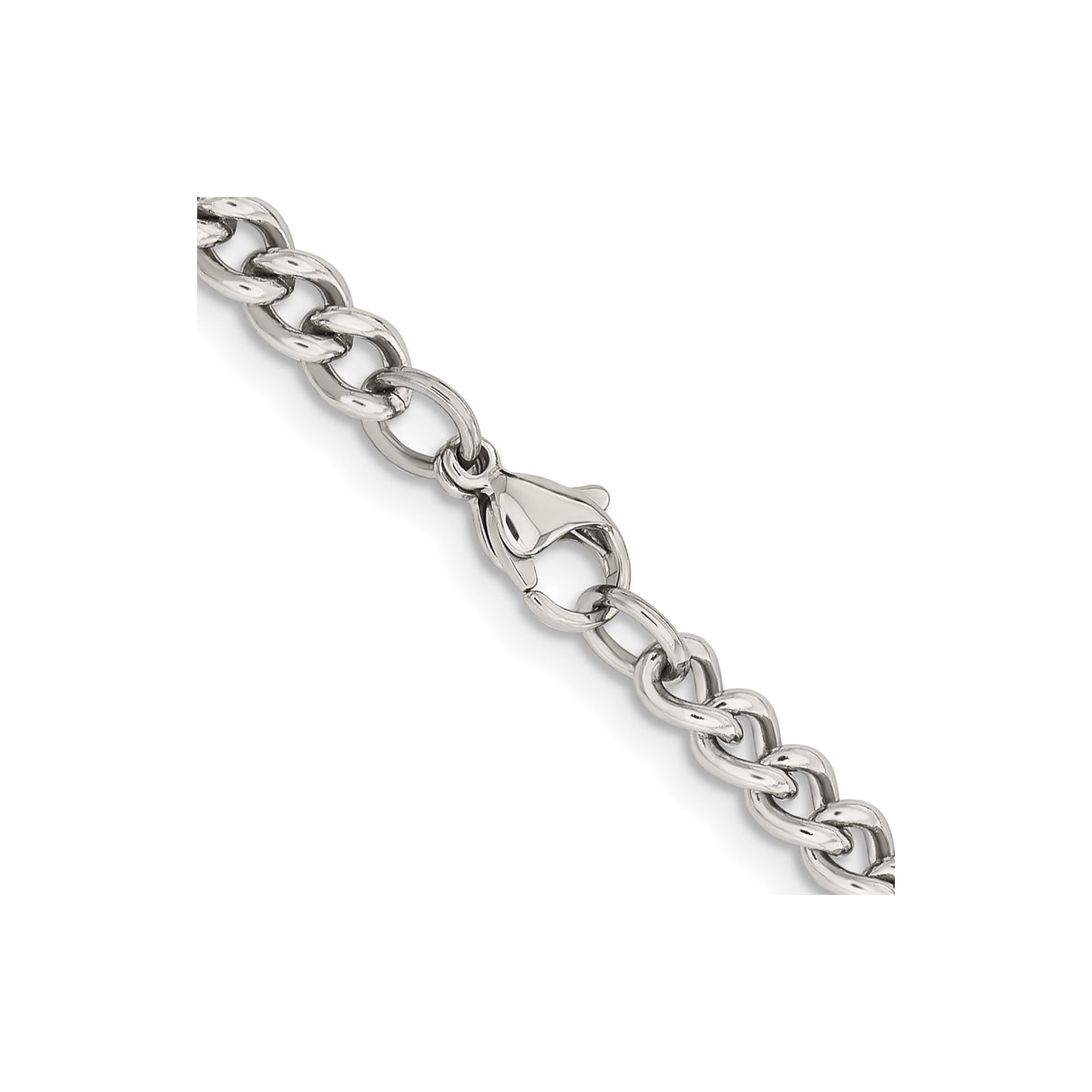 Stainless Steel 5.3 mm Curb Chain Necklace, Polished alternate angle