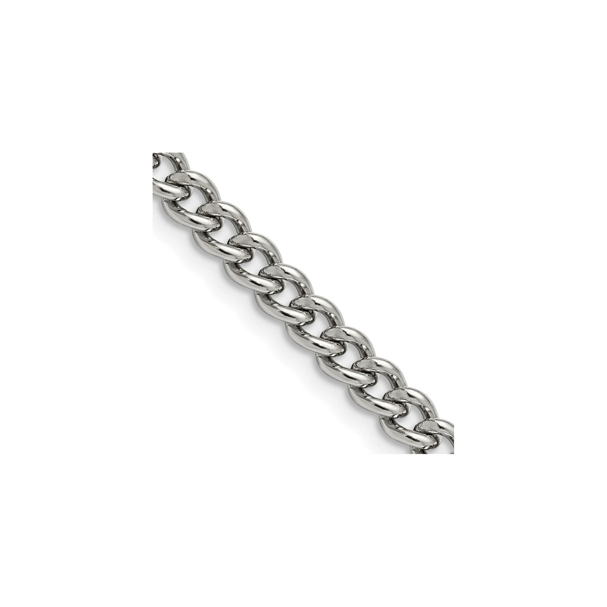 Stainless Steel 5.3 mm Curb Chain Necklace, Polished detail view