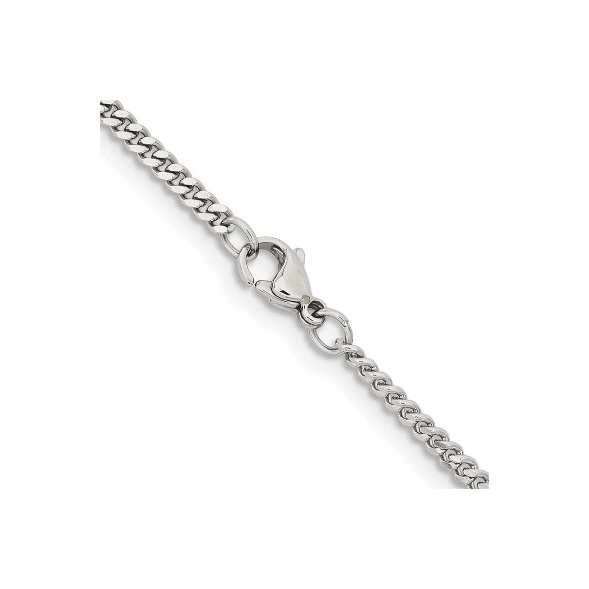 Stainless Steel 3 mm Curb Chain Necklace, Polished alternate angle