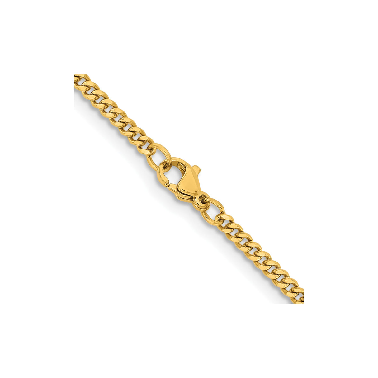 Stainless Steel 3 mm Curb Chain Necklace, Polished alternate angle