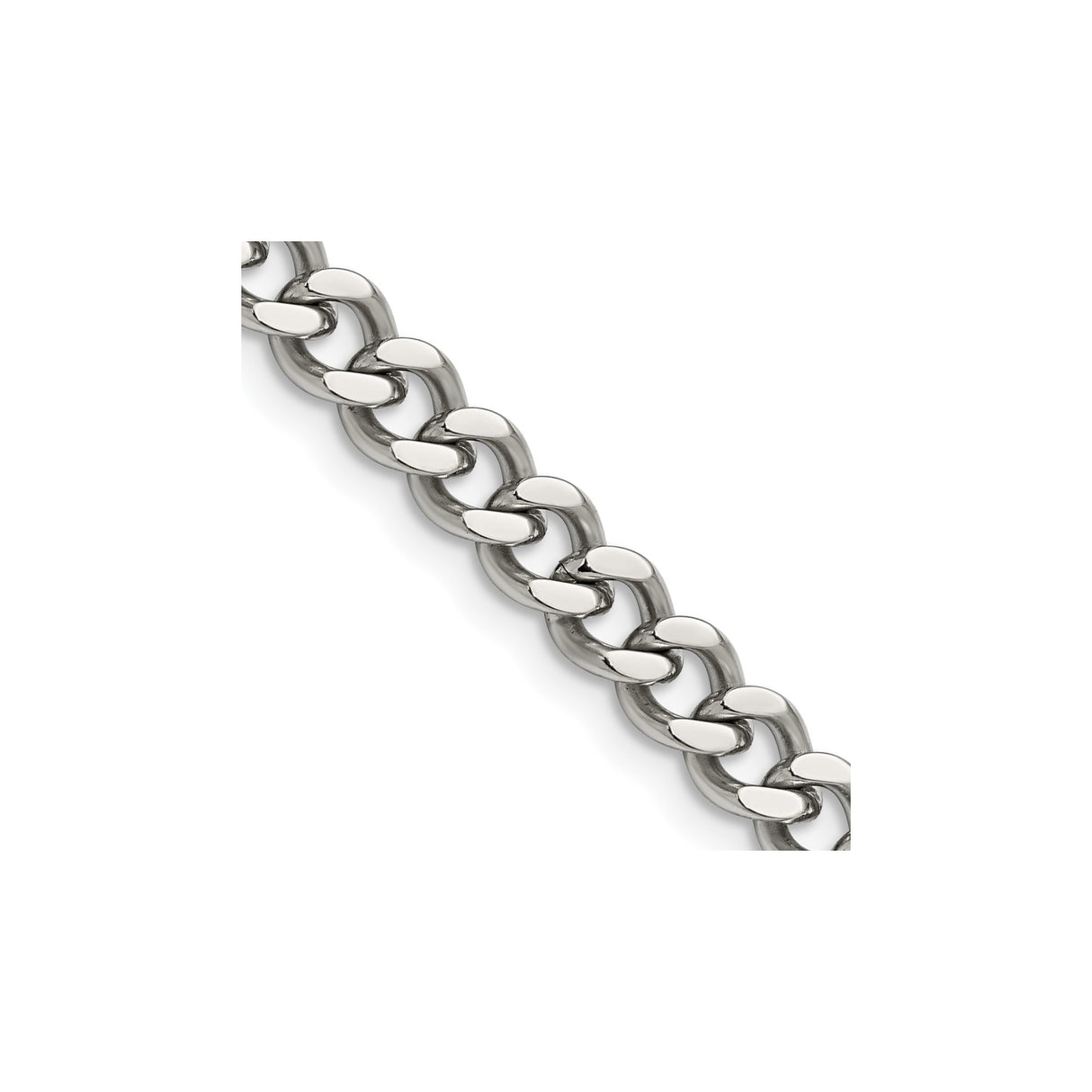 Stainless Steel 6.75 mm Curb Chain Necklace, Polished detail view