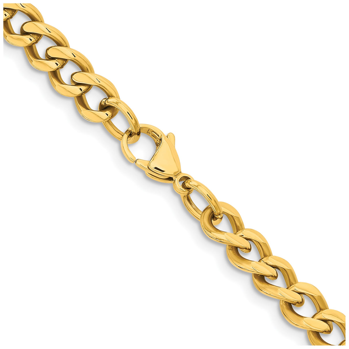 Stainless Steel 7.5 mm Curb Chain Necklace, Polished alternate angle