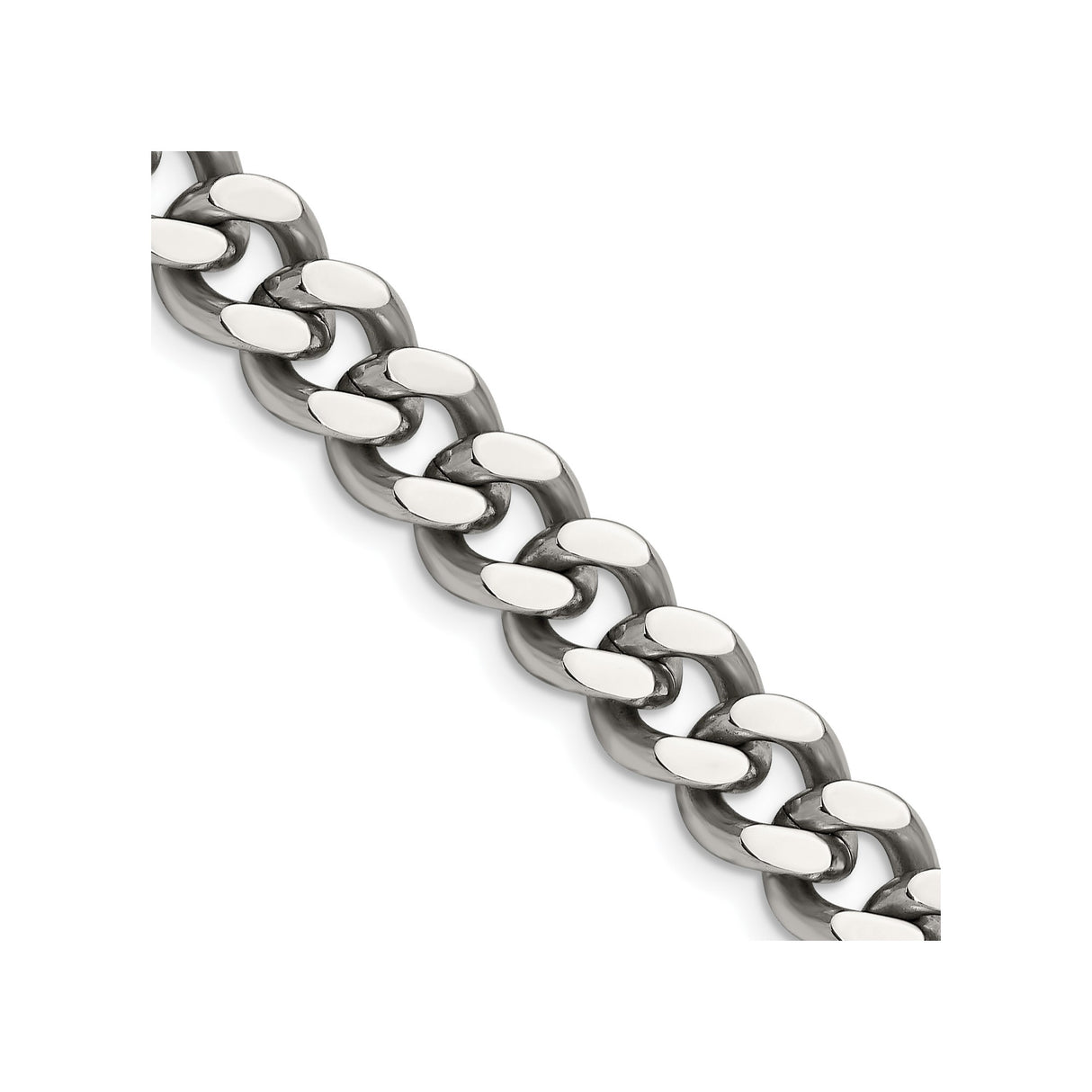 Stainless Steel 9.5 mm Curb Chain Necklace, Polished detail view