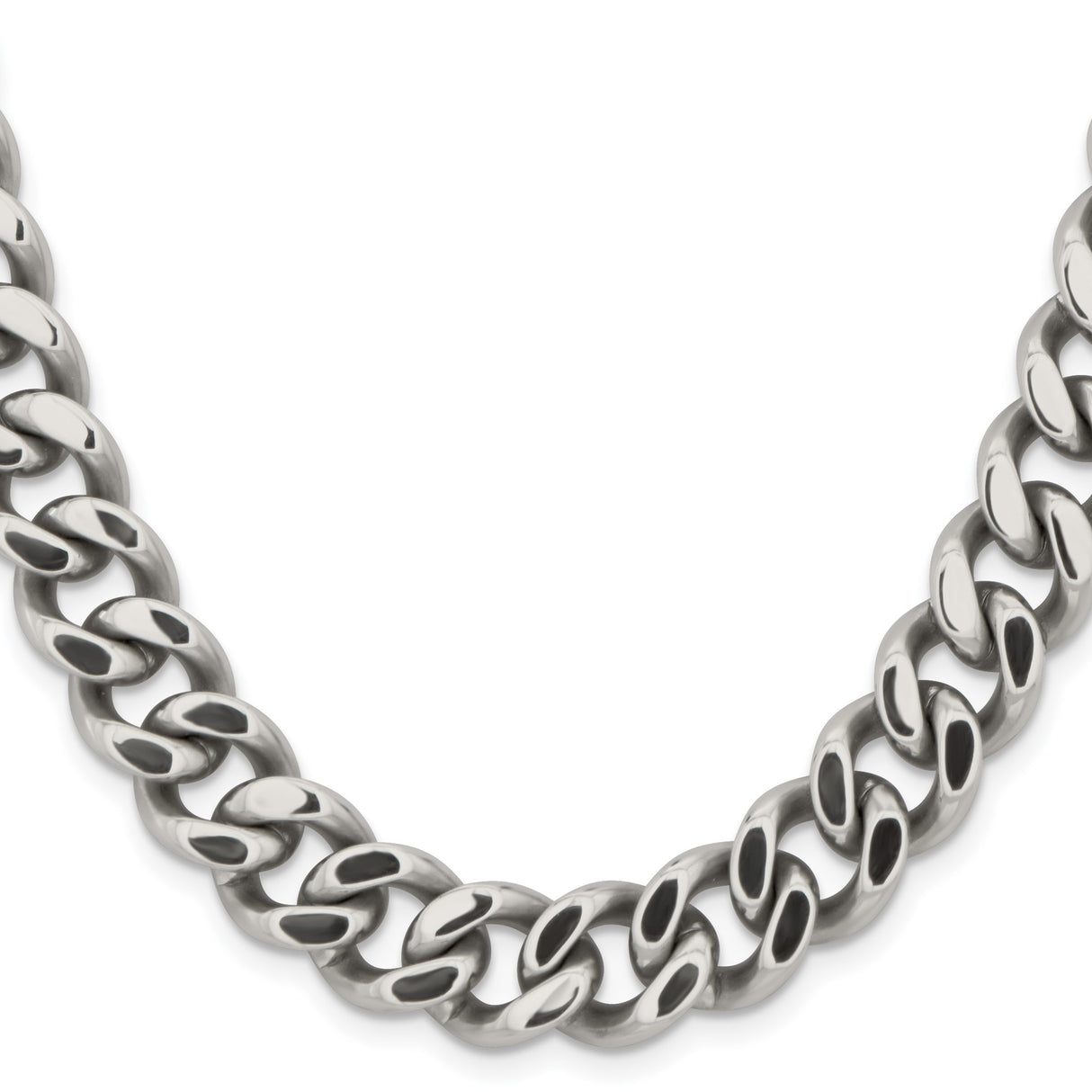 Stainless Steel 13.75 mm Curb Chain Necklace, Polished
