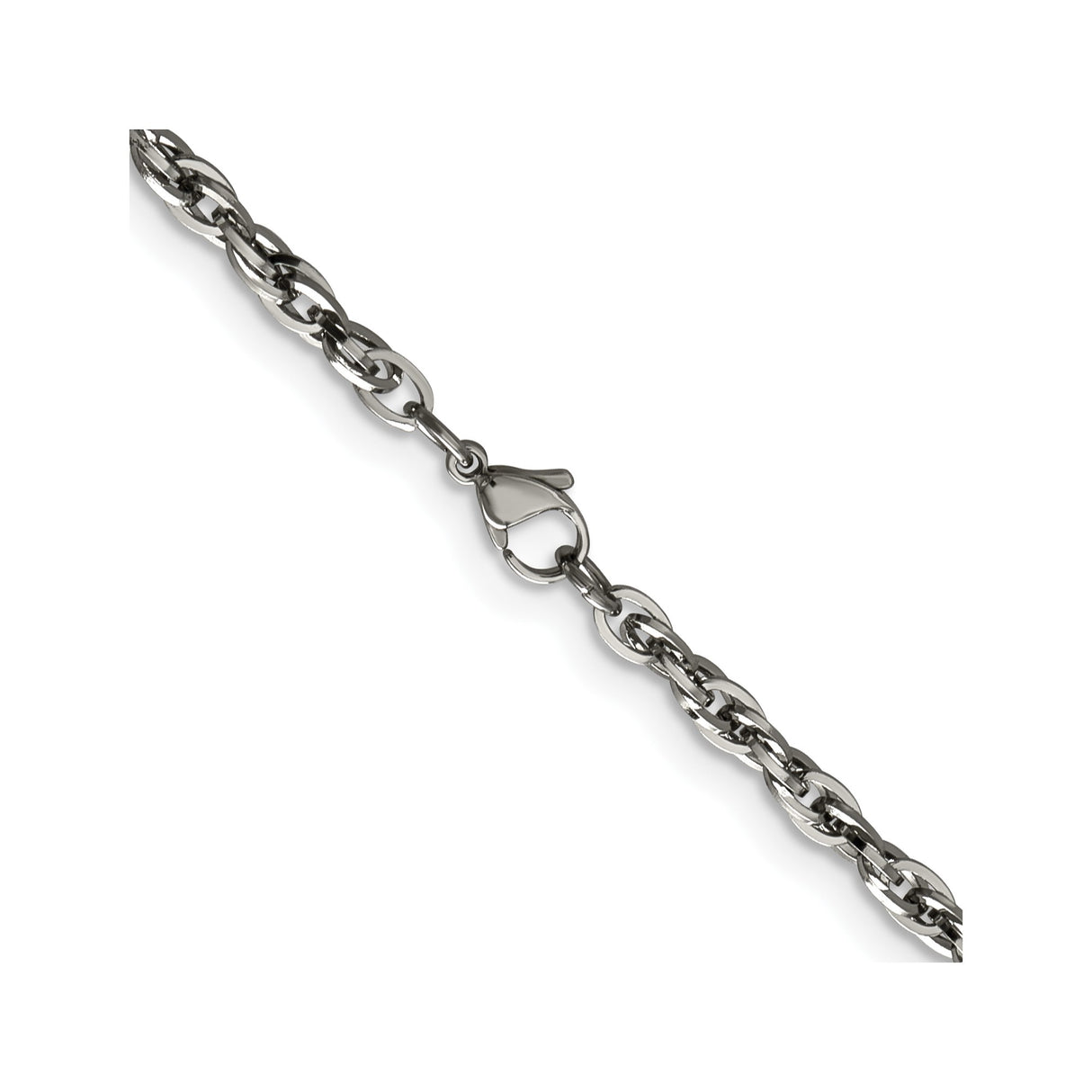 Stainless Steel 4.2 mm Rope Chain Necklace, Polished alternate angle