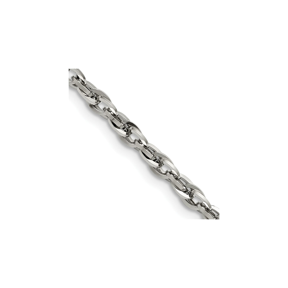 Stainless Steel 4.2 mm Rope Chain Necklace, Polished detail view