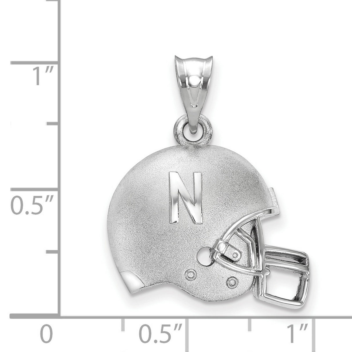 University of Nebraska Cornhuskers School Letter on Football Helmet Charm Pendant in Real 925 Sterling Silver
