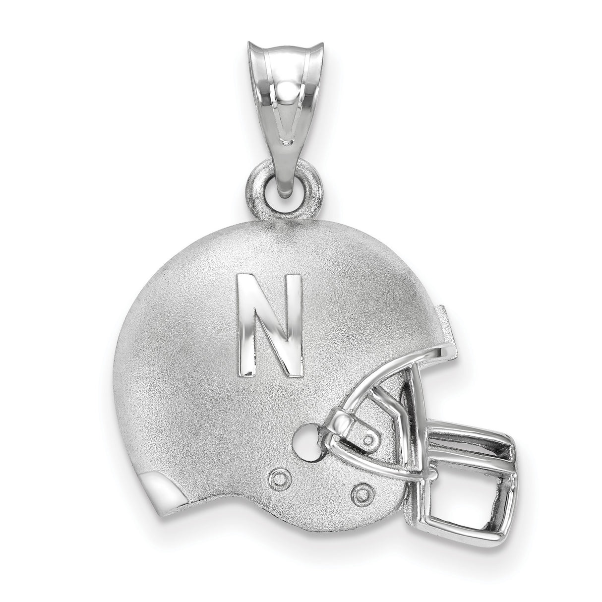 University of Nebraska Cornhuskers School Letter on Football Helmet Charm Pendant in Real 925 Sterling Silver