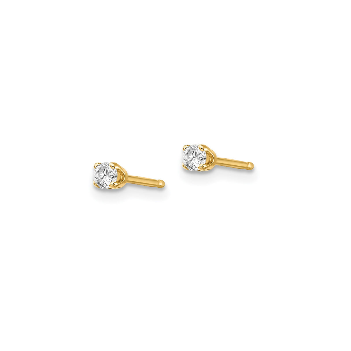 14k Yellow Gold Stud Earrings with Round Cut Diamond, Classic Four-Prong Solitaire Design