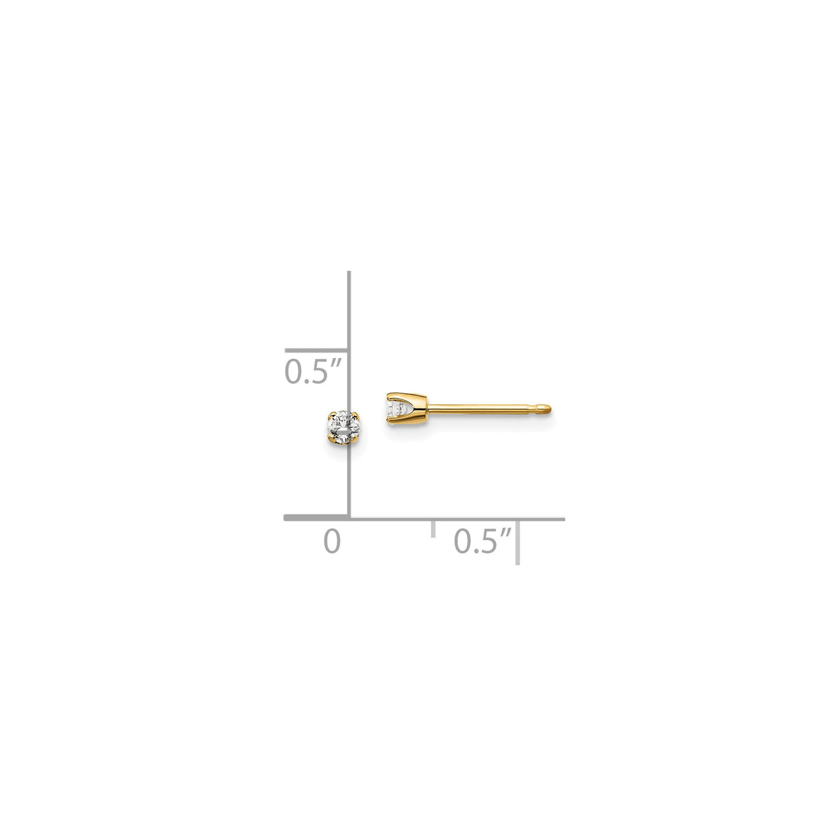 14k Yellow Gold Stud Earrings with Round Cut Diamond, Classic Four-Prong Solitaire Design
