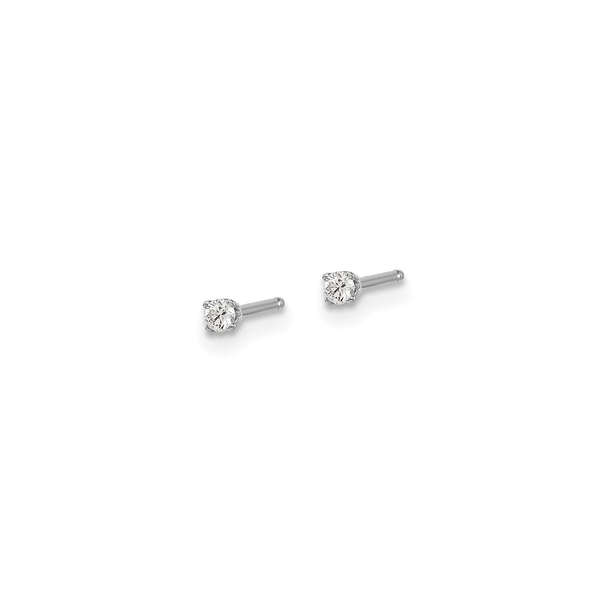 14k White Gold Diamond Stud Earring with Round Cut Natural Diamond, Classic Prong Setting