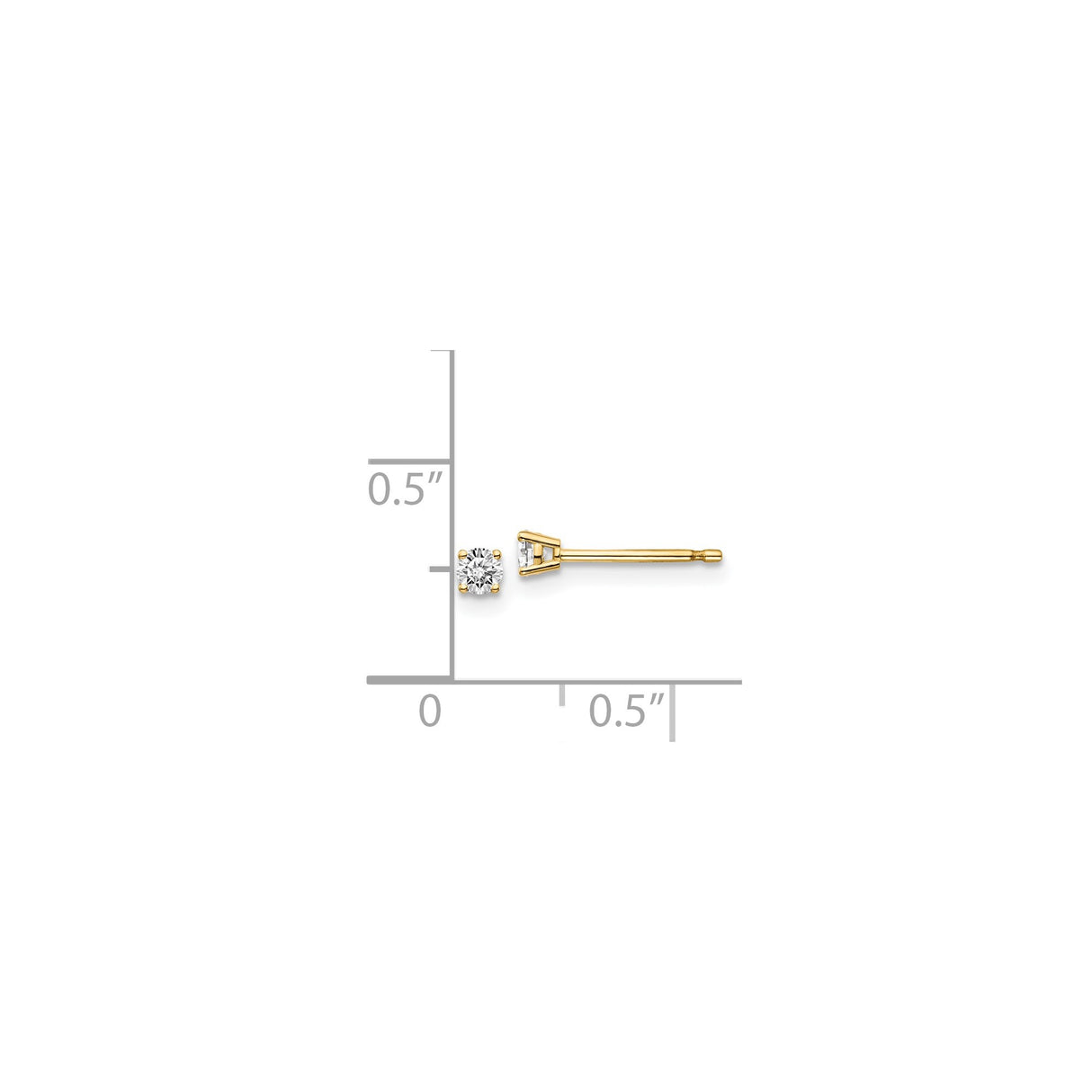 14k Yellow Gold Solitaire Stud Earrings with Round Cut Diamond, Classic Minimalist Design