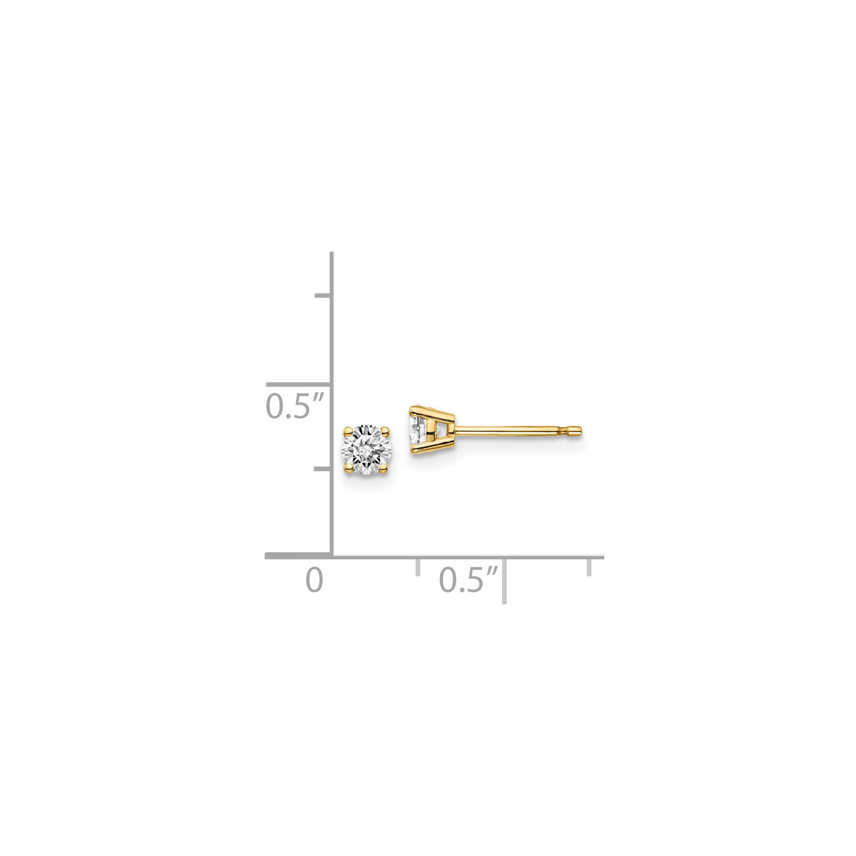 14k Yellow Gold Solitaire Stud Earrings with Diamond, Minimalist Classic Style for Women