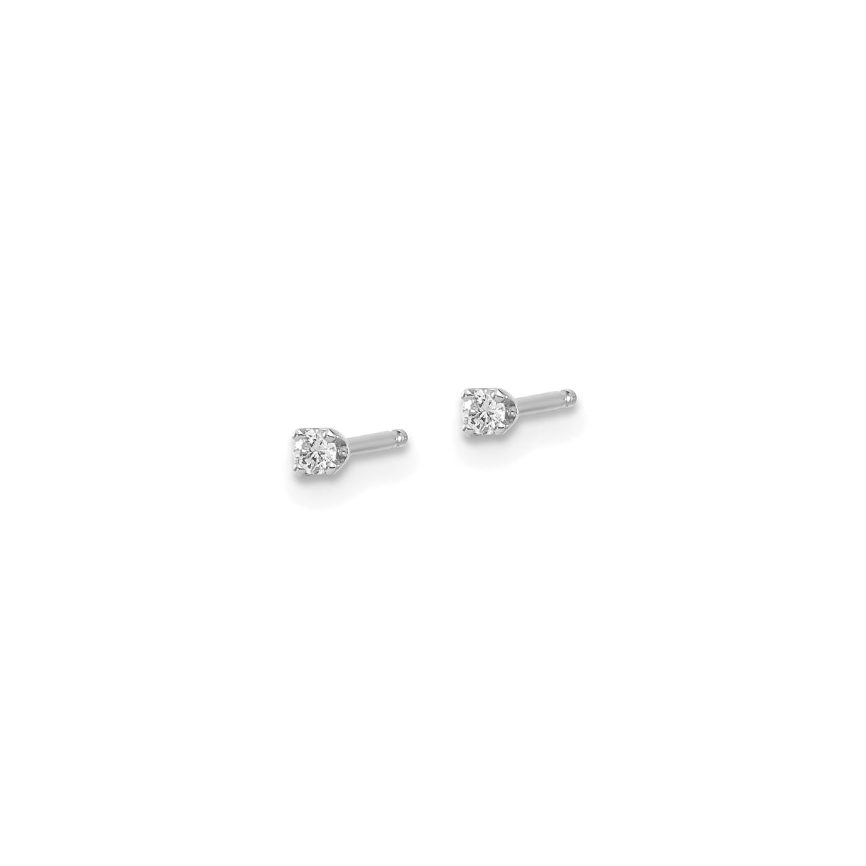 14k White Gold Solitaire Stud Earring with Round Diamond in Four-Prong Setting