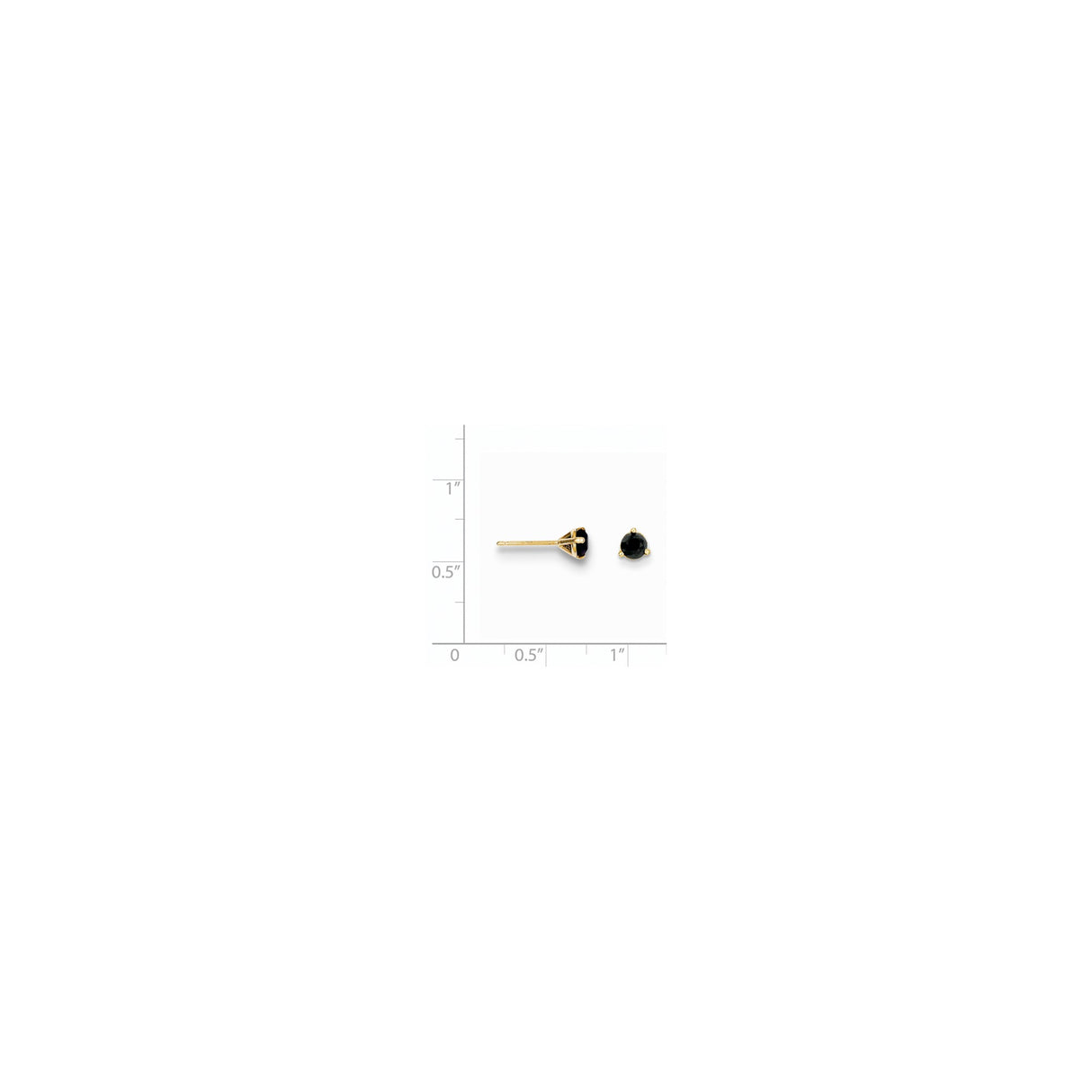 14k Yellow Gold Stud Earrings with Round Black Diamond in Three Prong Setting