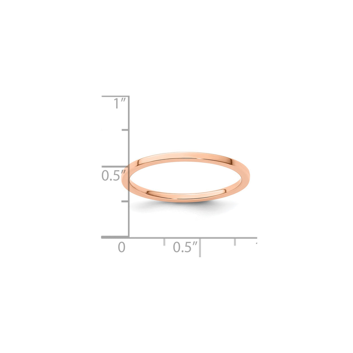 14k Rose Gold Flat wedding band ring shown for scale