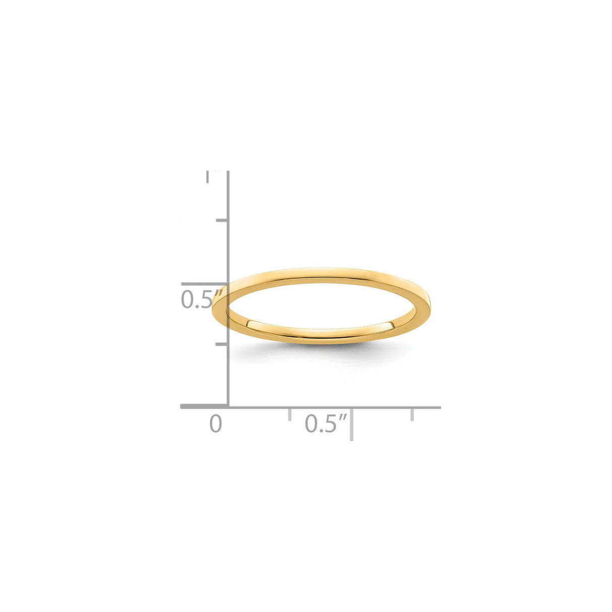 14k Yellow Gold Flat wedding band ring shown for scale