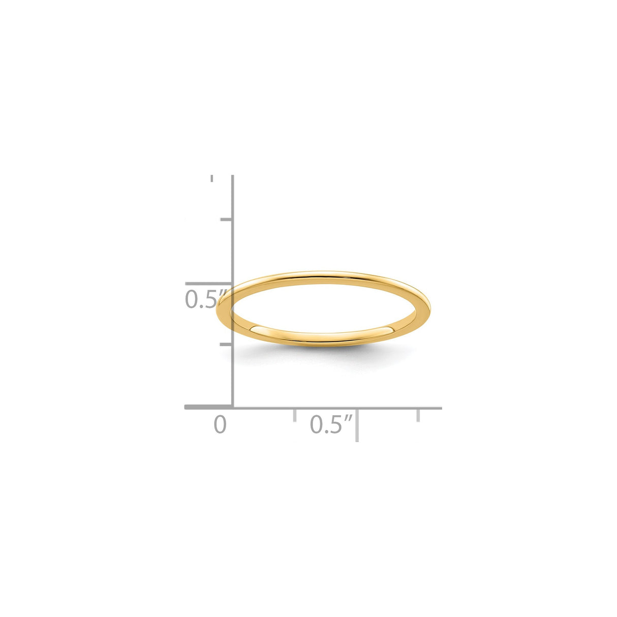 14k Yellow Gold Domed wedding band ring shown for scale