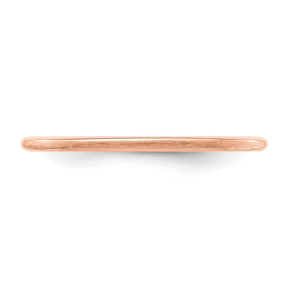 14k Rose Gold Satin, Domed wedding band ring detail view