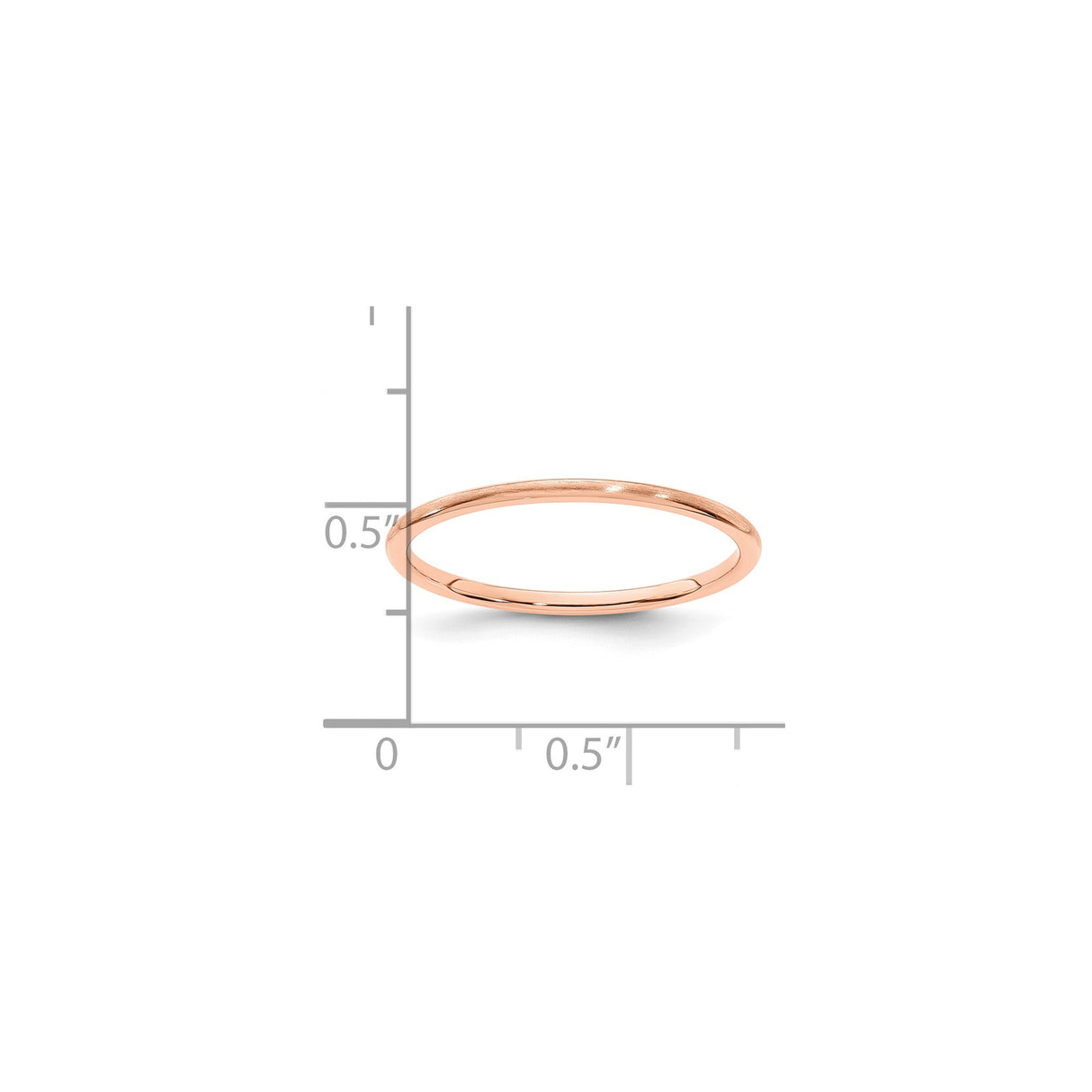 14k Rose Gold Satin, Domed wedding band ring shown for scale