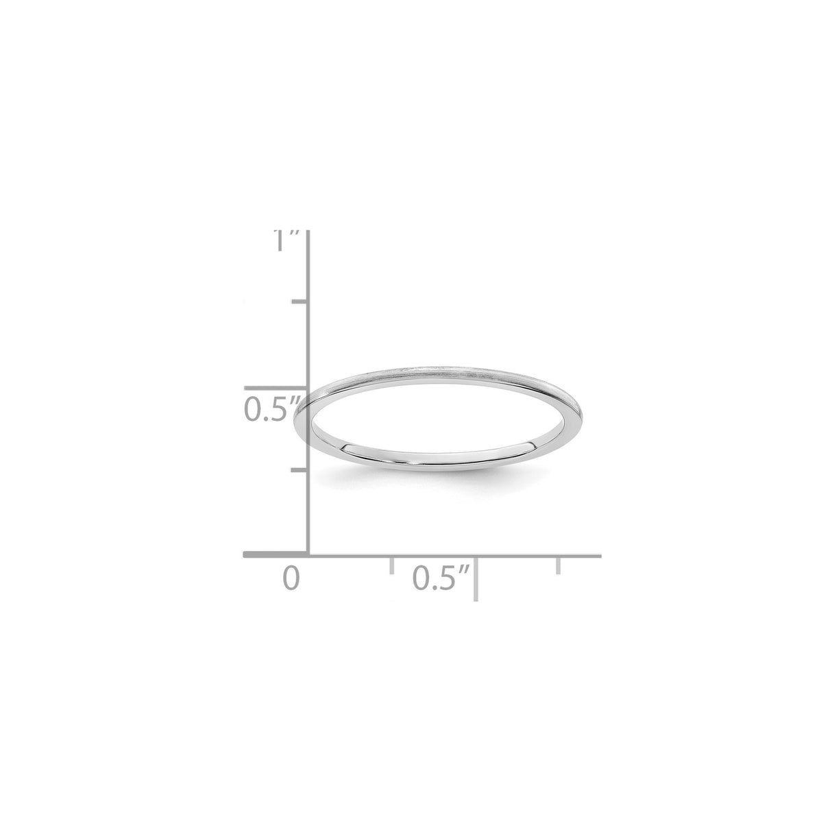 14k White Gold Satin, Domed wedding band ring shown for scale