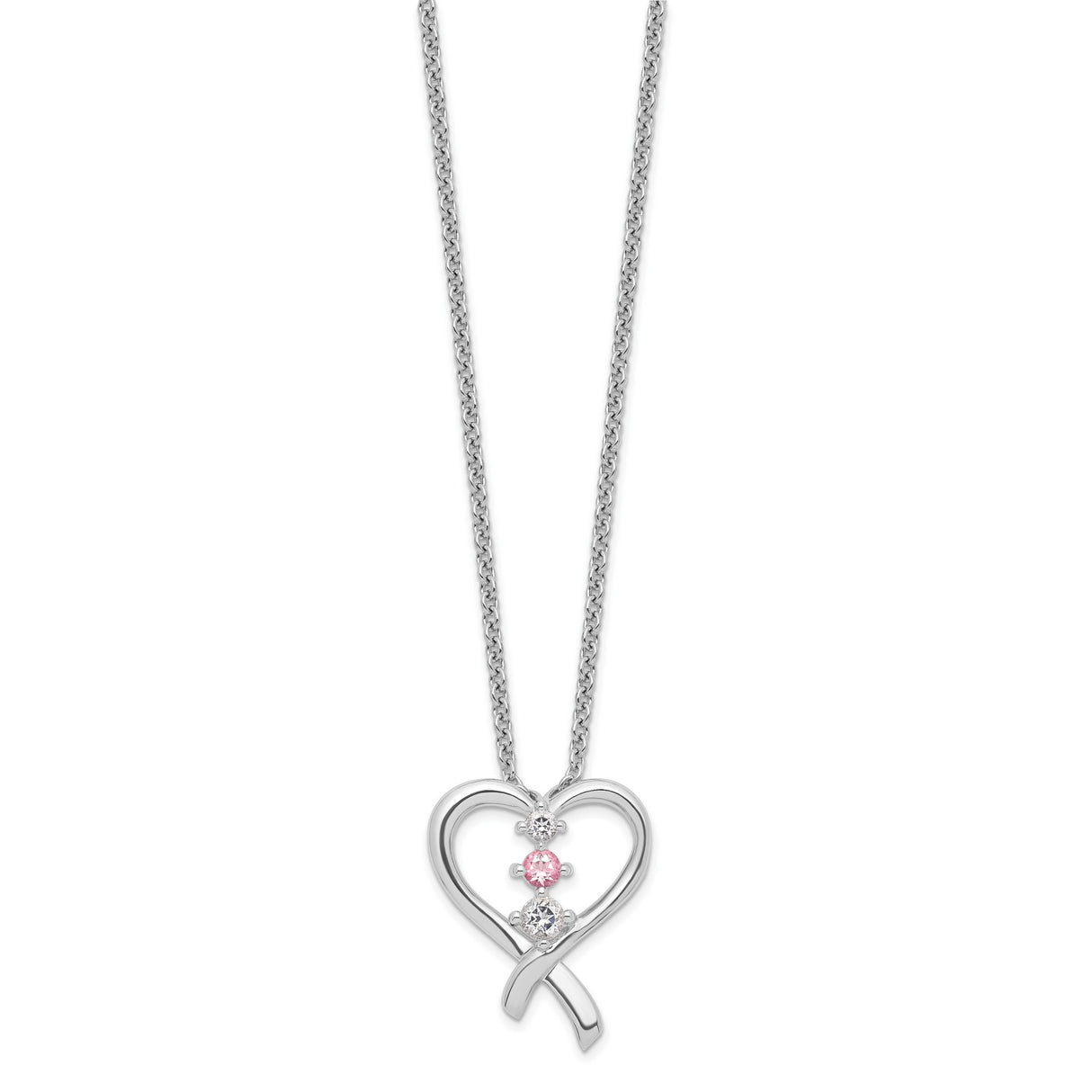 Survivor Collection Clear Pink Topaz Heart of Resilience Necklace Charm Pendant in Real 925 Sterling Silver