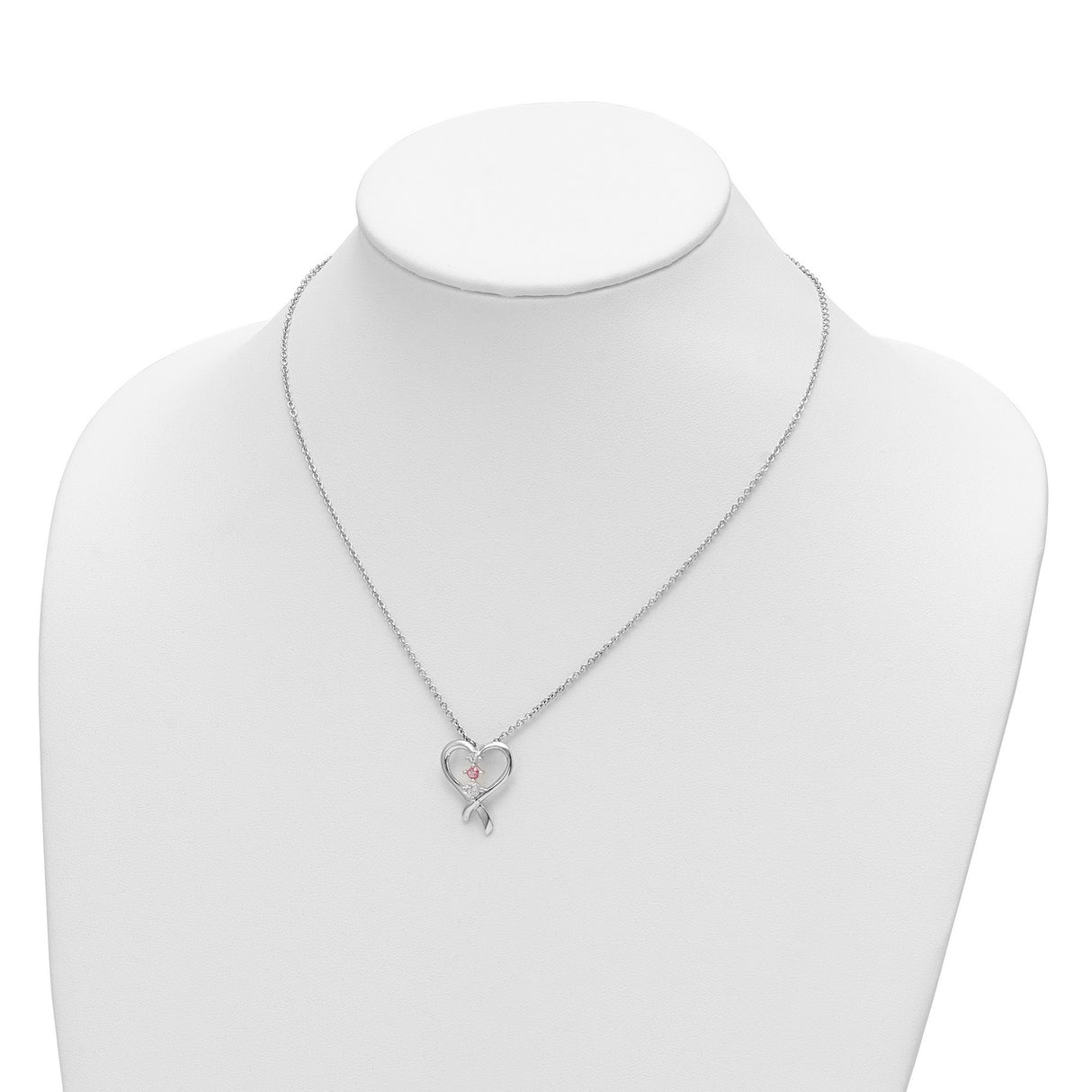 Survivor Collection Clear Pink Topaz Heart of Resilience Necklace Charm Pendant in Real 925 Sterling Silver