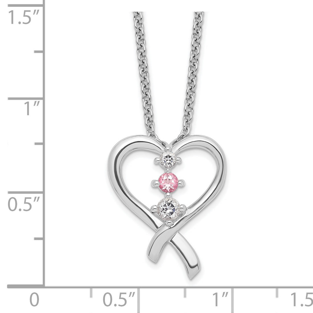 Survivor Collection Clear Pink Topaz Heart of Resilience Necklace Charm Pendant in Real 925 Sterling Silver