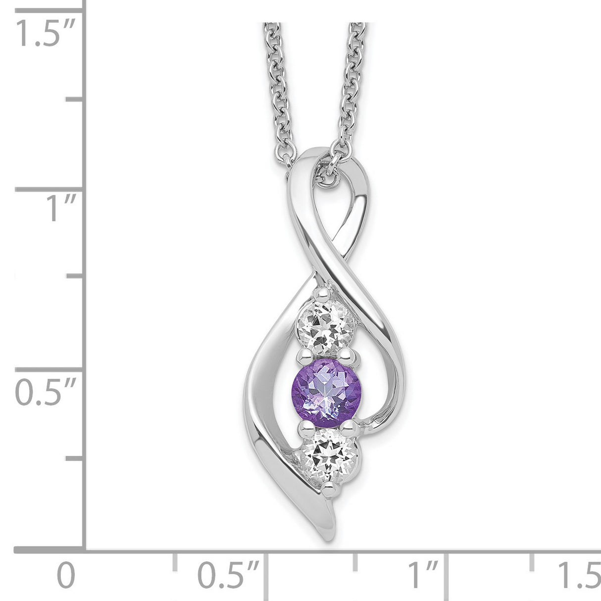 Survivor Collection Clear Purple Swarovski Legacy Necklace Charm Pendant in Real 10k White Gold