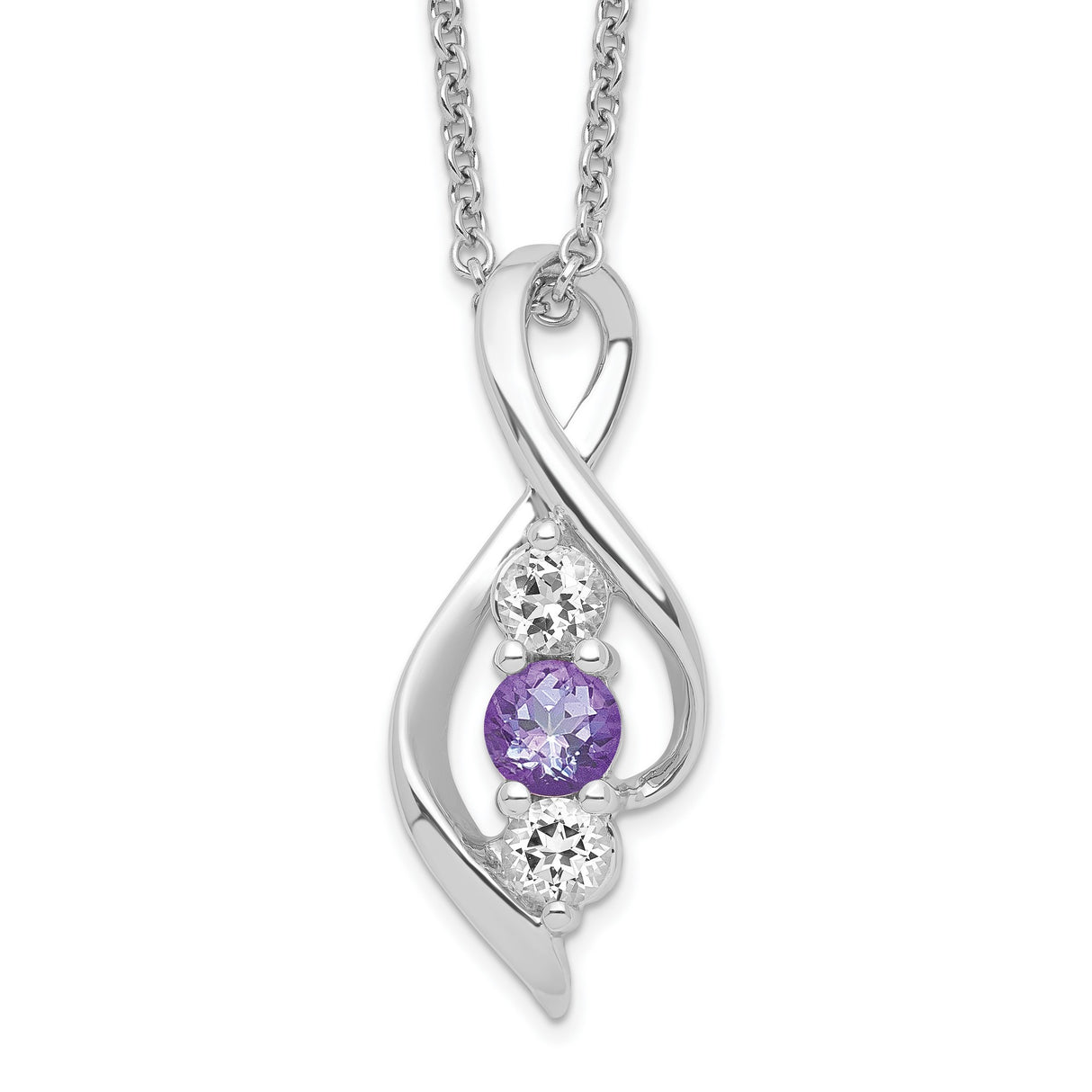 Survivor Collection Clear Purple Swarovski Legacy Necklace Charm Pendant in Real 10k White Gold