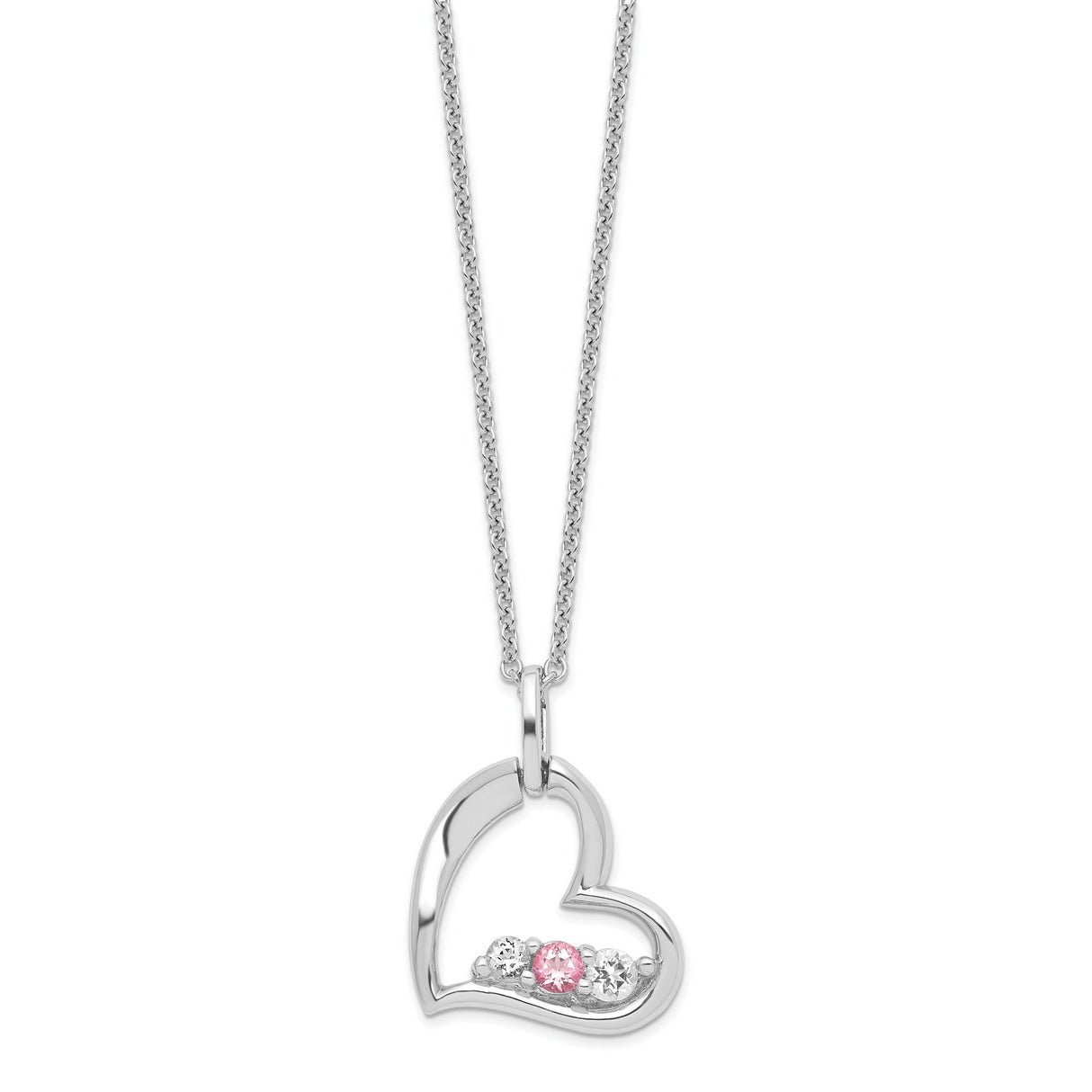 Survivor Collection Clear Pink Topaz Heart of Strength Necklace Charm Pendant in Real 925 Sterling Silver