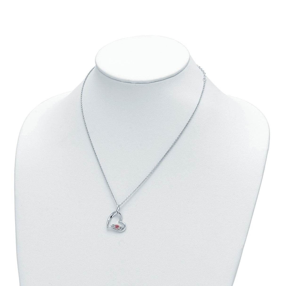 Survivor Collection Clear Pink Topaz Heart of Strength Necklace Charm Pendant in Real 925 Sterling Silver