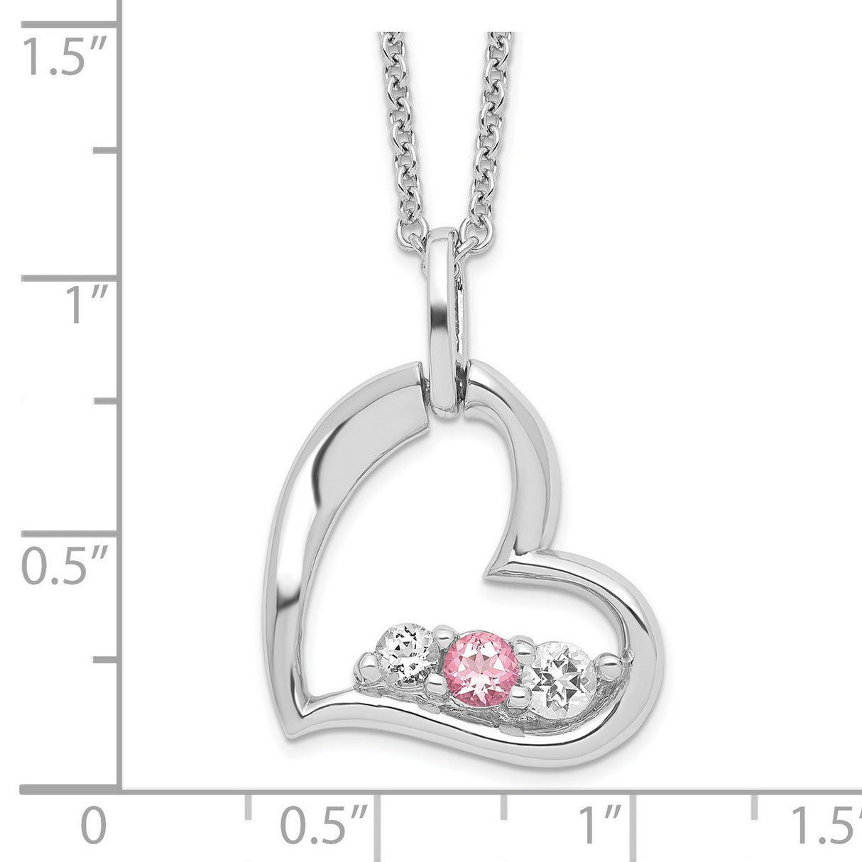 Survivor Collection Clear Pink Topaz Heart of Strength Necklace Charm Pendant in Real 925 Sterling Silver
