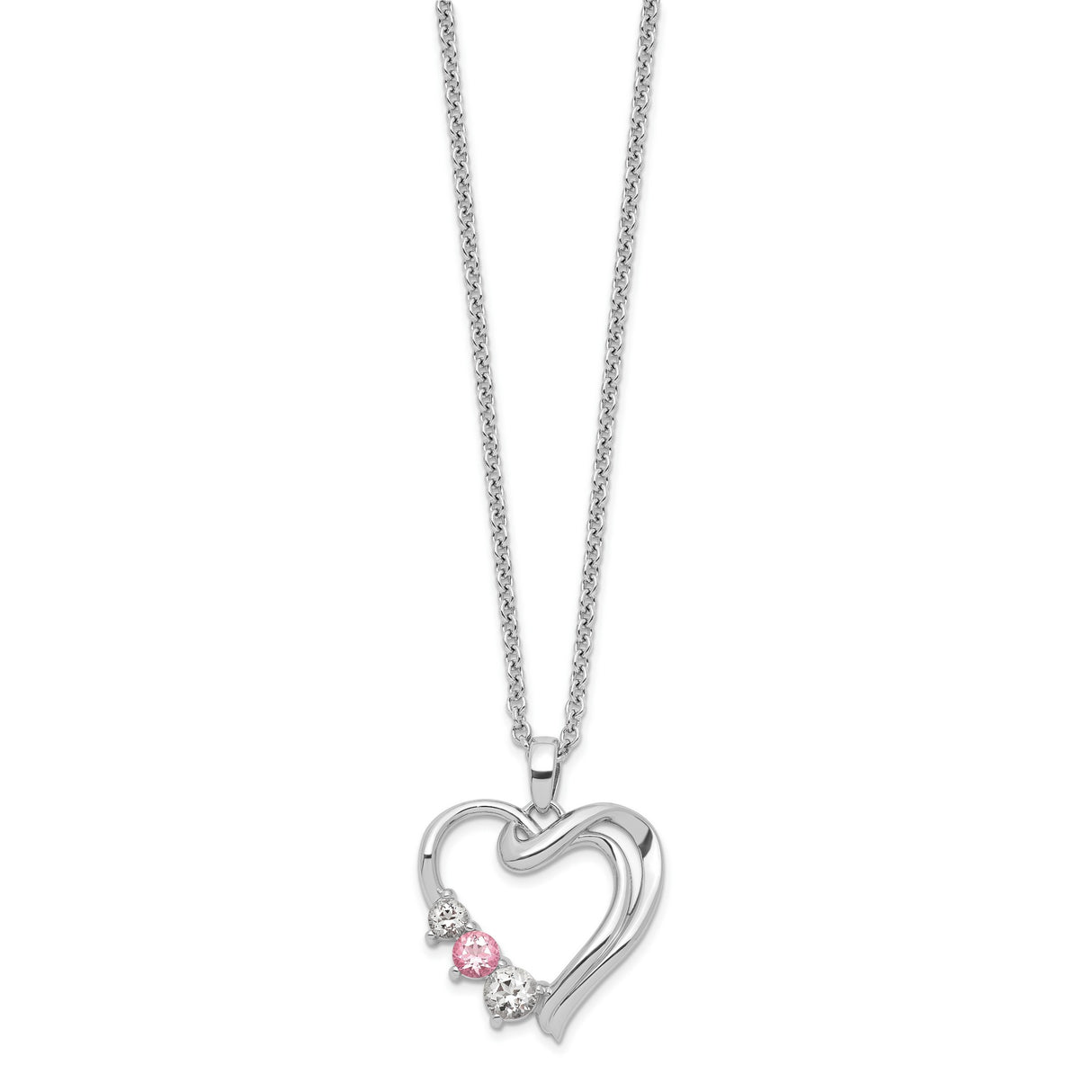 Survivor Collection Clear Pink Topaz Heart of Healing Necklace Charm Pendant in Real 10k White Gold