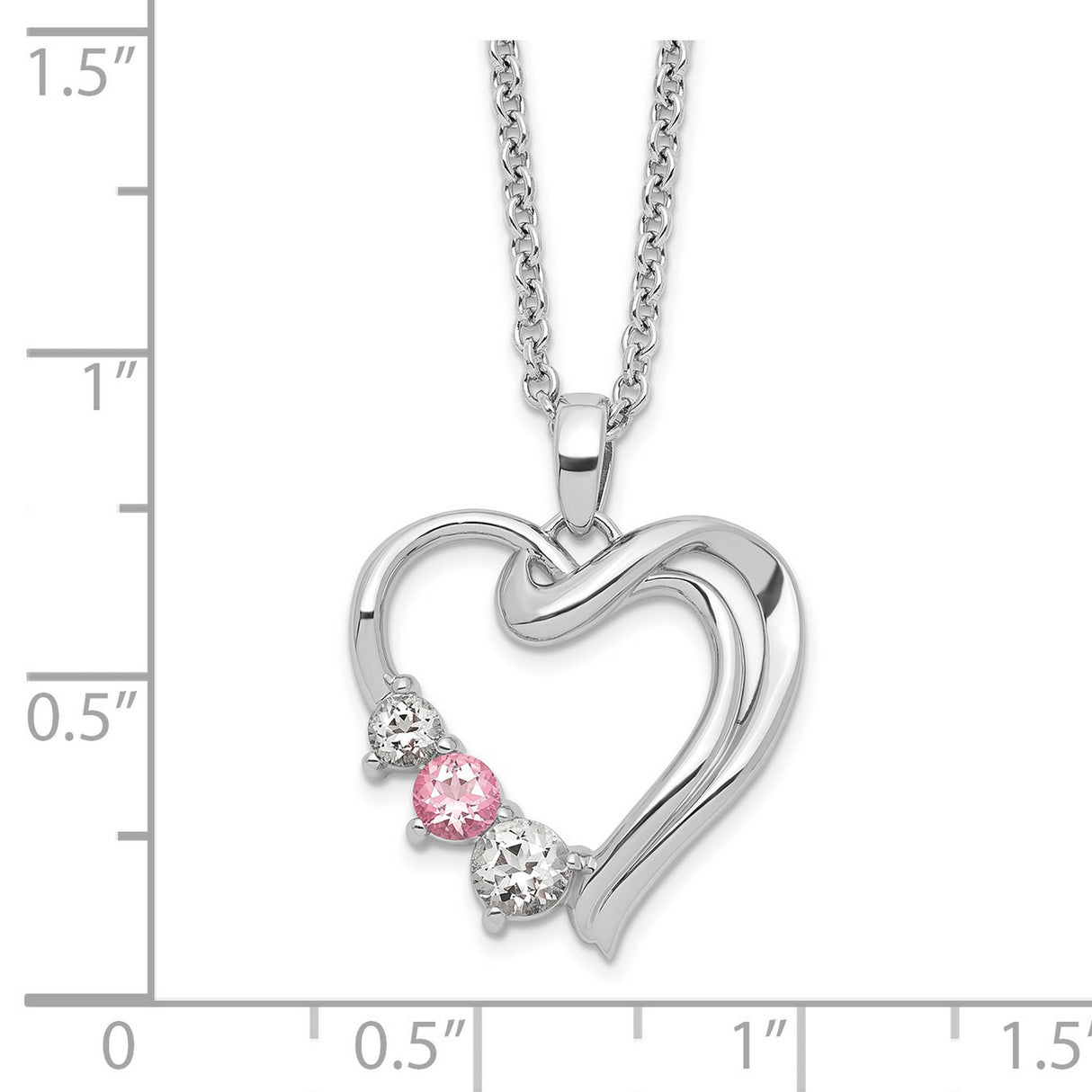 Survivor Collection Clear Pink Topaz Heart of Healing Necklace Charm Pendant in Real 10k White Gold