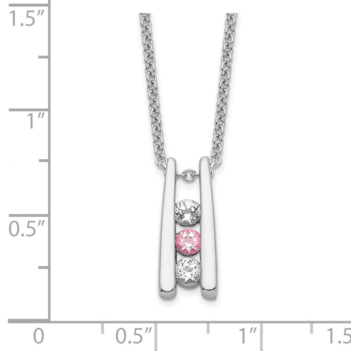 Survivor Collection 16 Inch White and Pink Topaz Grateful Necklace with 2 Inch Extender Charm Pendant in Real 10k White Gold