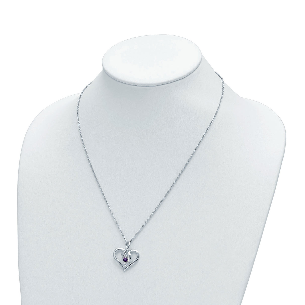 Survivor Collection Clear Purple Topaz Heather Necklace Charm Pendant in Real 10k White Gold