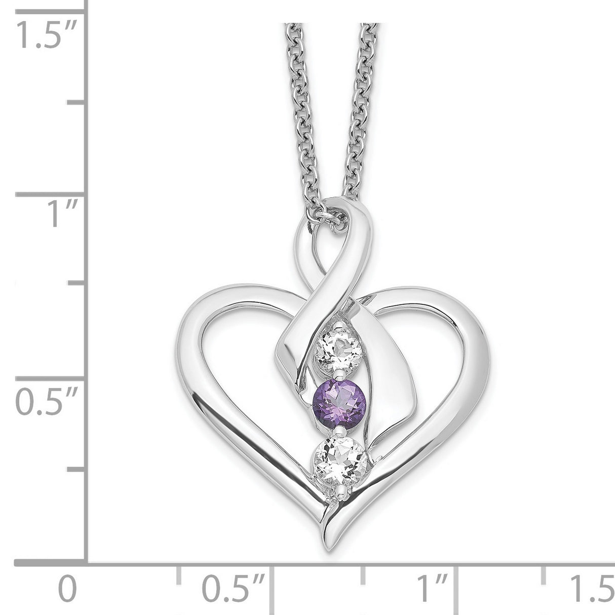 Survivor Collection Clear Purple Topaz Heather Necklace Charm Pendant in Real 10k White Gold