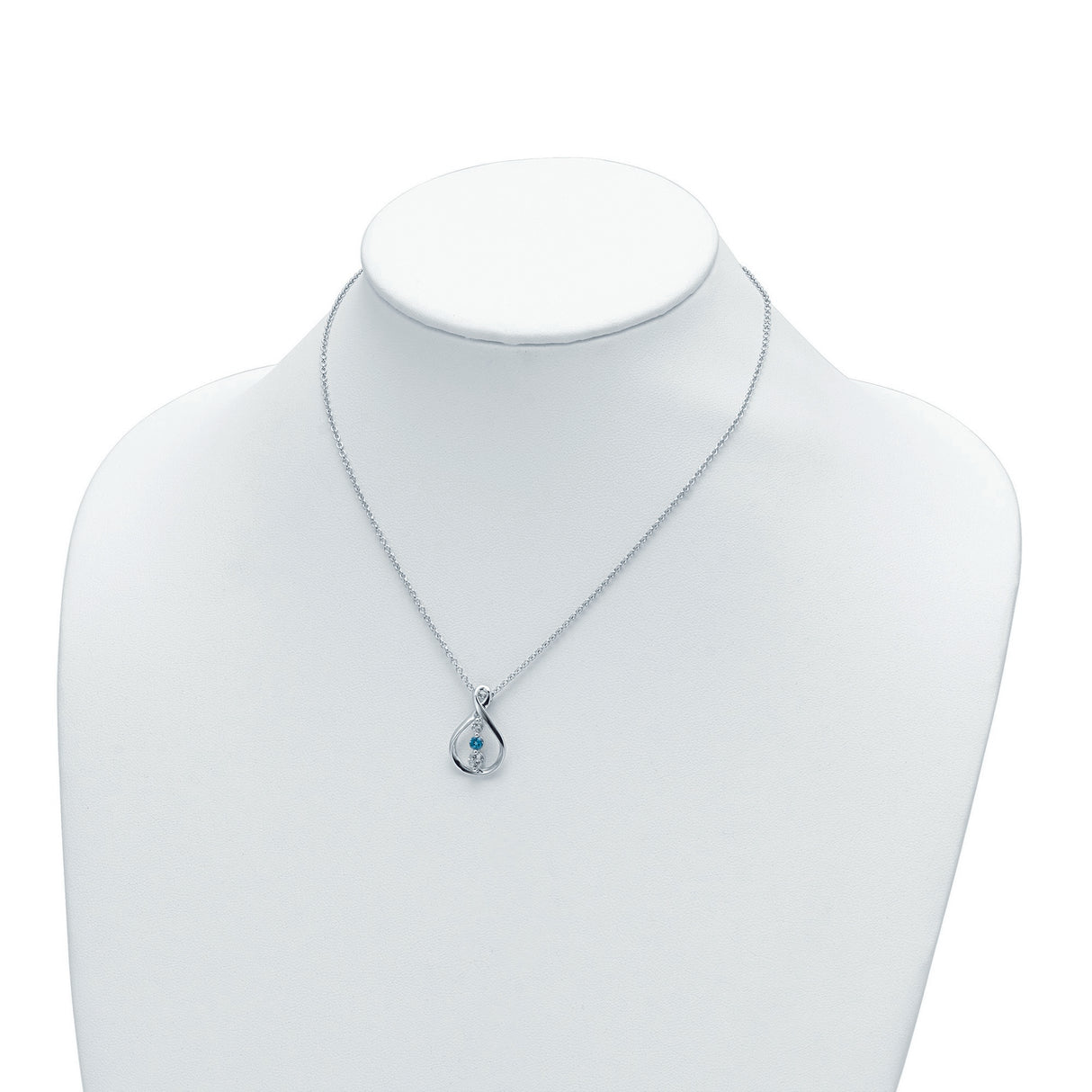 Survivor Collection 16 Inch White and Pink Swarovski Topaz Runzi Necklace with 2 Inch Extender Charm Pendant in Real 10k White Gold