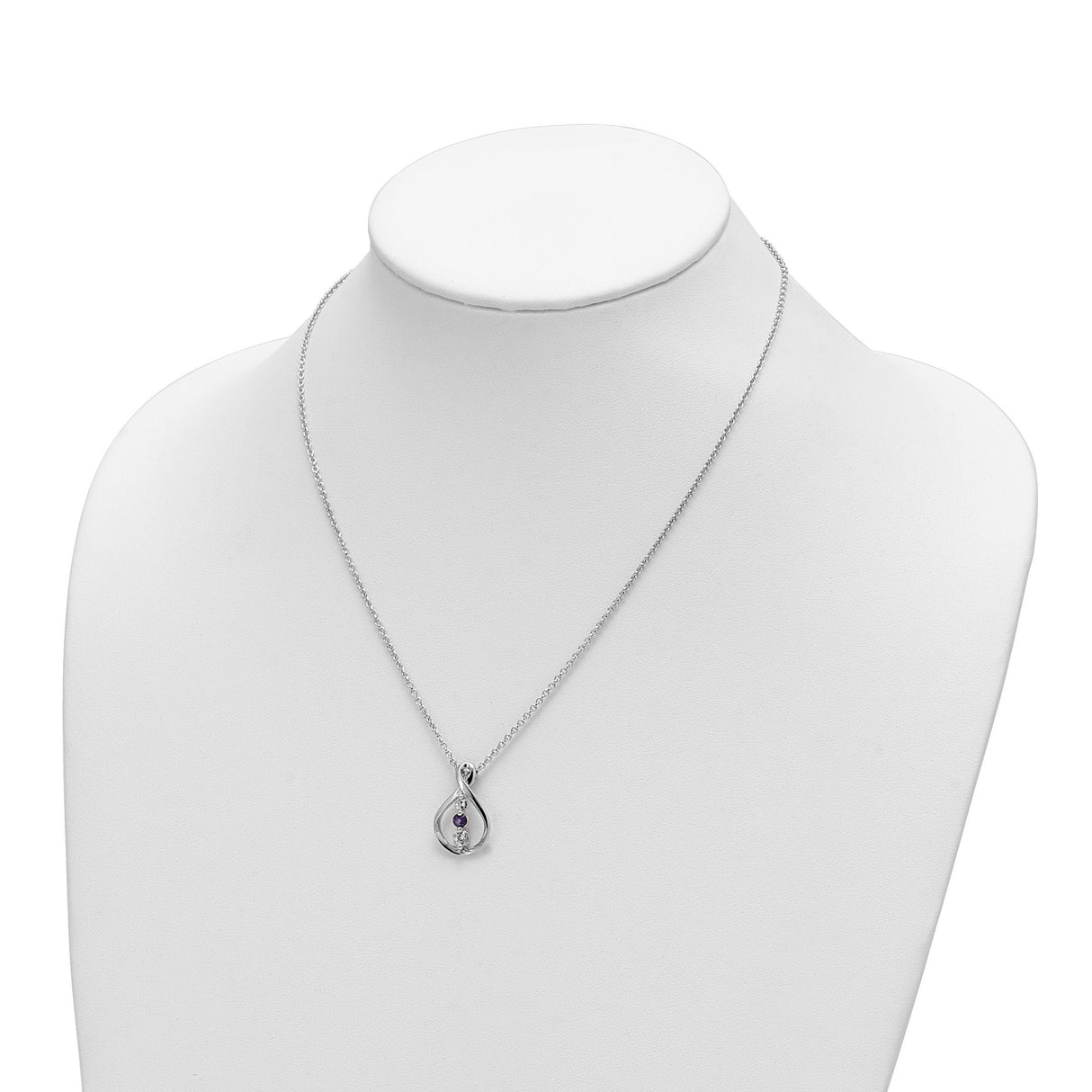 Survivor Collection 16 Inch White and Purple Topaz Runzi Necklace with 2 Inch Extender Charm Pendant in Real 925 Sterling Silver