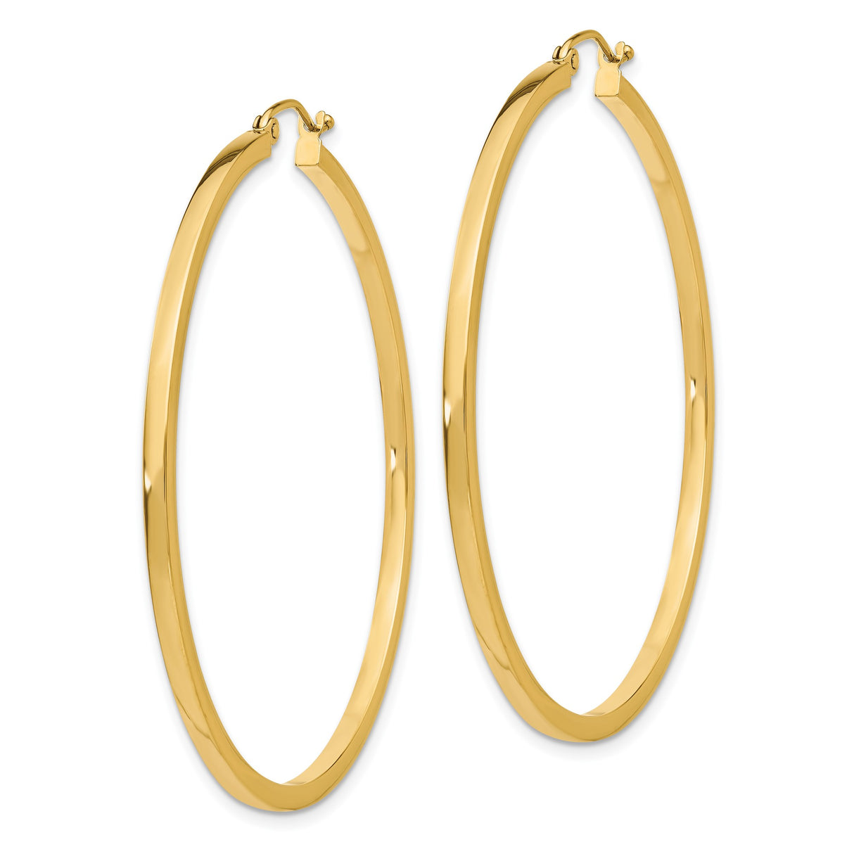 14k Yellow Gold Hoop Earrings, Lightweight Round Design with High-Polish Finish for Women