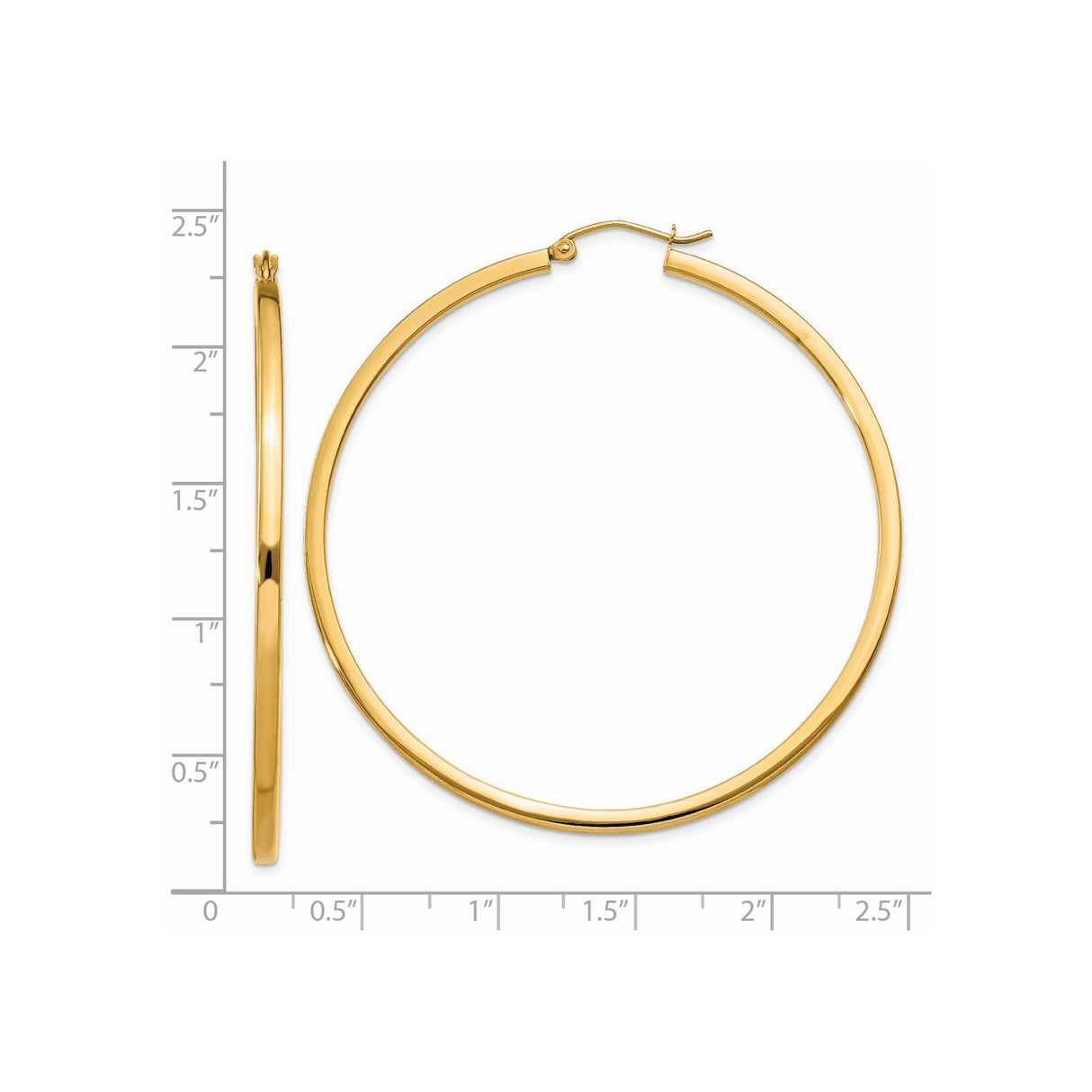 14k Yellow Gold Hoop Earrings, Lightweight Polished Round Hoops with Snap Closure, Minimalist Style